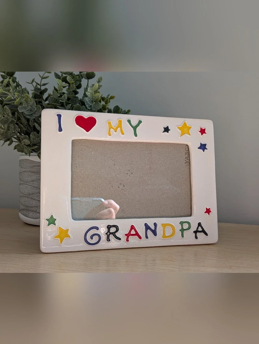 Vintage I Love My Grandpa Picture Frame EUC Colorful Ceramic